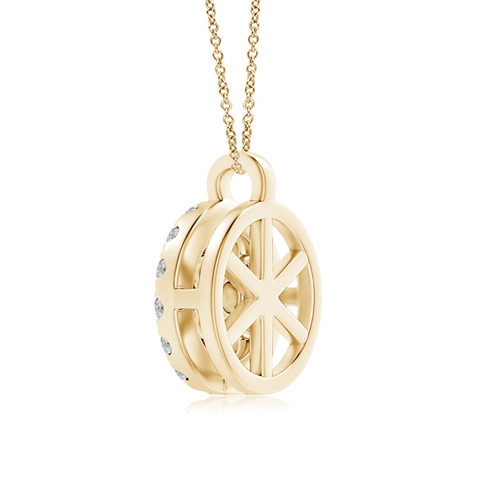 1.5mm A Channel-Set Ruby Flower Pendant with Diamond Halo in Yellow Gold product image