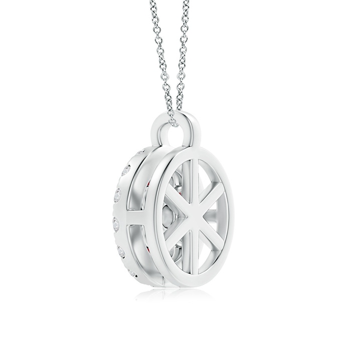 1.5mm AAA Channel-Set Ruby Flower Pendant with Diamond Halo in White Gold product image