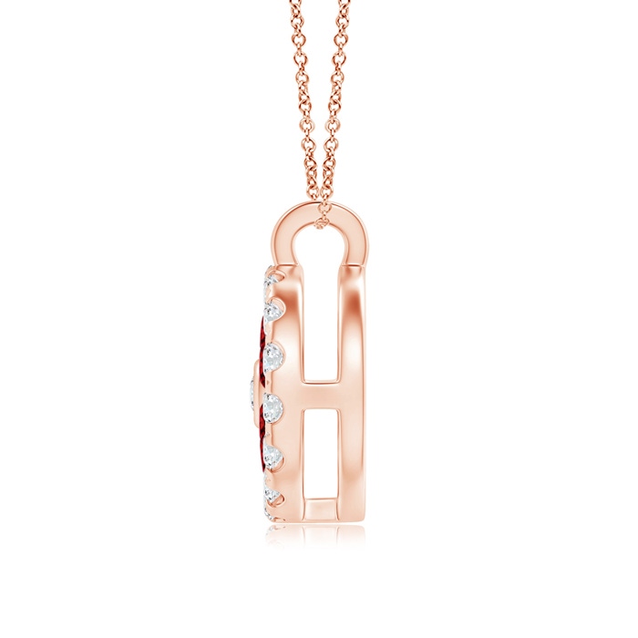 1.5mm AAAA Channel-Set Ruby Flower Pendant with Diamond Halo in Rose Gold product image