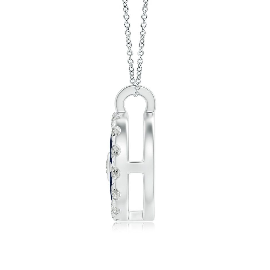 1.5mm A Channel-Set Sapphire Flower Pendant with Diamond Halo in 18K White Gold side 199