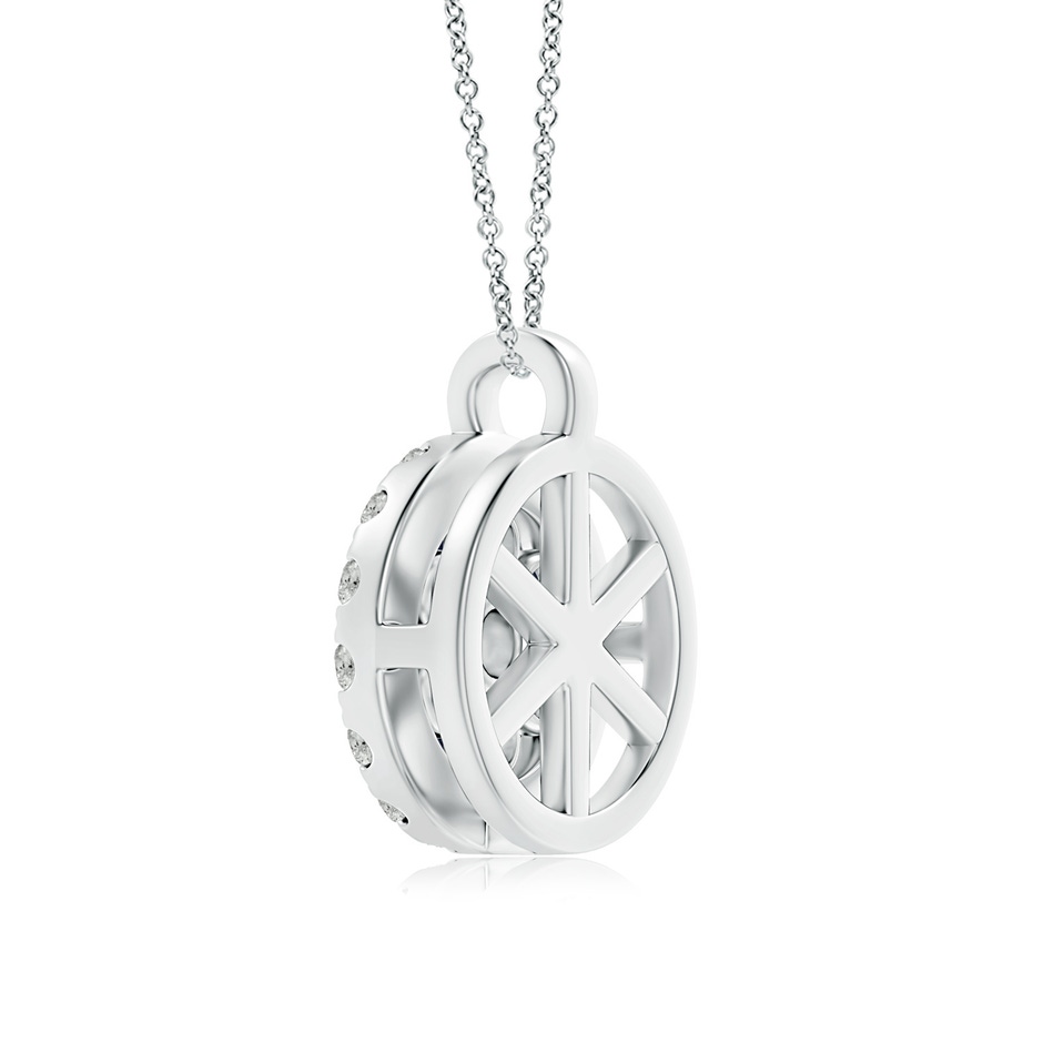 1.5mm A Channel-Set Sapphire Flower Pendant with Diamond Halo in 18K White Gold side 299