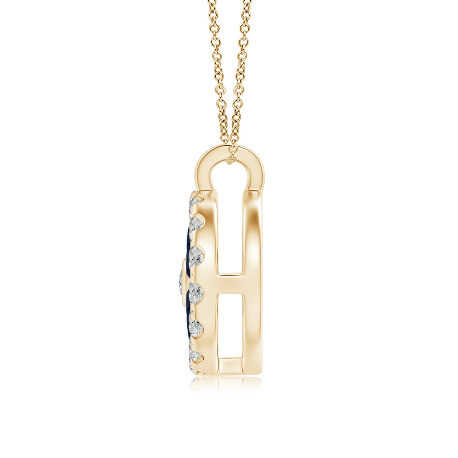 1.5mm A Channel-Set Sapphire Flower Pendant with Diamond Halo in 18K Yellow Gold side 199
