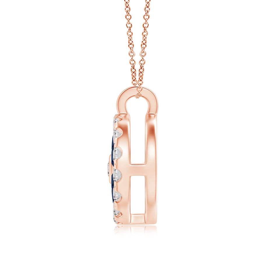 1.5mm AA Channel-Set Sapphire Flower Pendant with Diamond Halo in 18K Rose Gold side 199