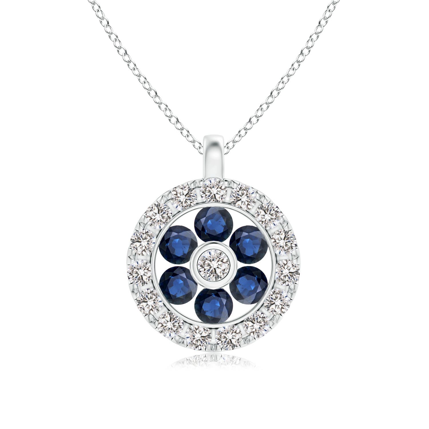 AA - Blue Sapphire / 0.21 CT / 14 KT White Gold