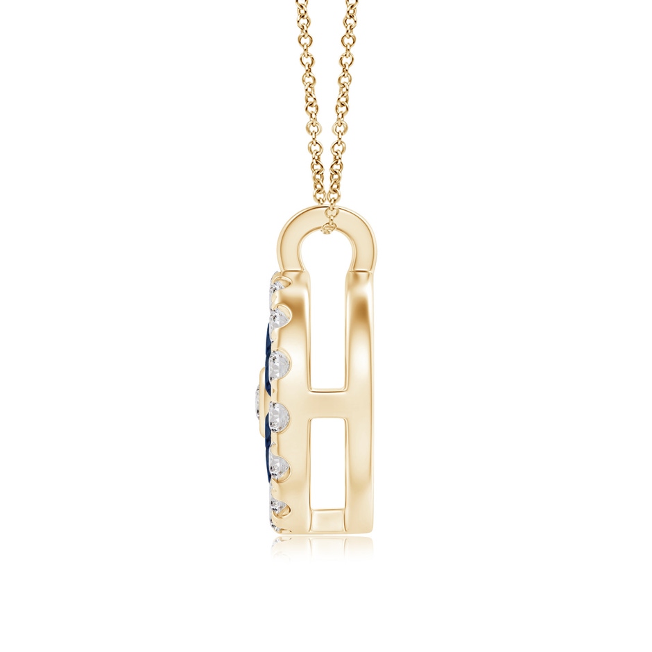 1.5mm AA Channel-Set Sapphire Flower Pendant with Diamond Halo in Yellow Gold side 199