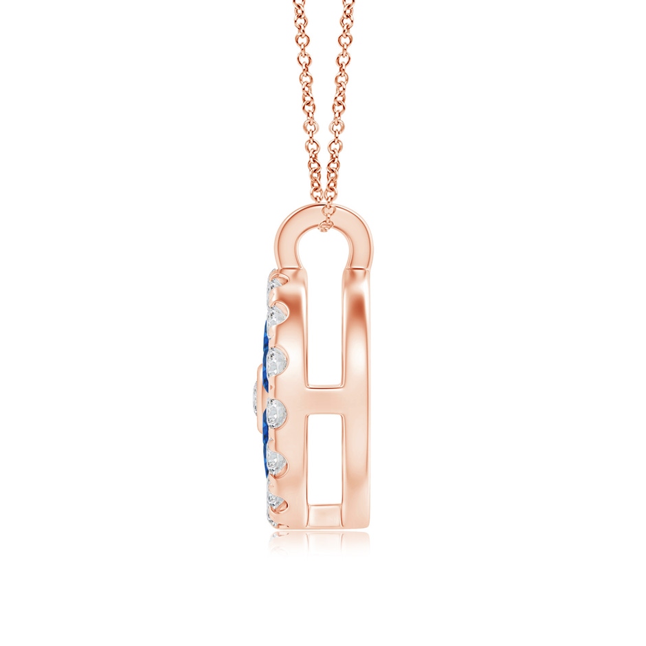 1.5mm AAA Channel-Set Sapphire Flower Pendant with Diamond Halo in Rose Gold side 199