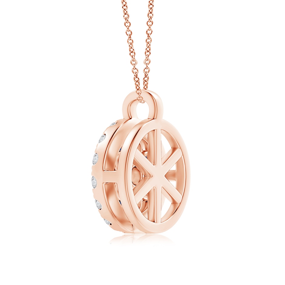 1.5mm AAA Channel-Set Sapphire Flower Pendant with Diamond Halo in Rose Gold side 299