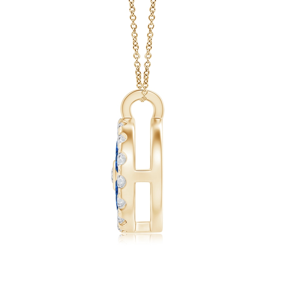 1.5mm AAA Channel-Set Sapphire Flower Pendant with Diamond Halo in Yellow Gold side 199