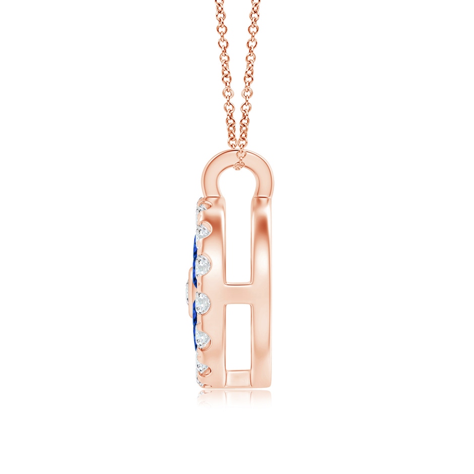 1.5mm AAAA Channel-Set Sapphire Flower Pendant with Diamond Halo in 18K Rose Gold side 199