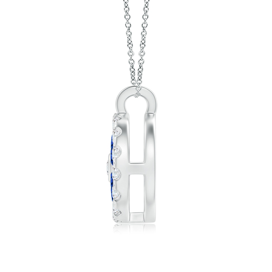 1.5mm AAAA Channel-Set Sapphire Flower Pendant with Diamond Halo in White Gold side-1