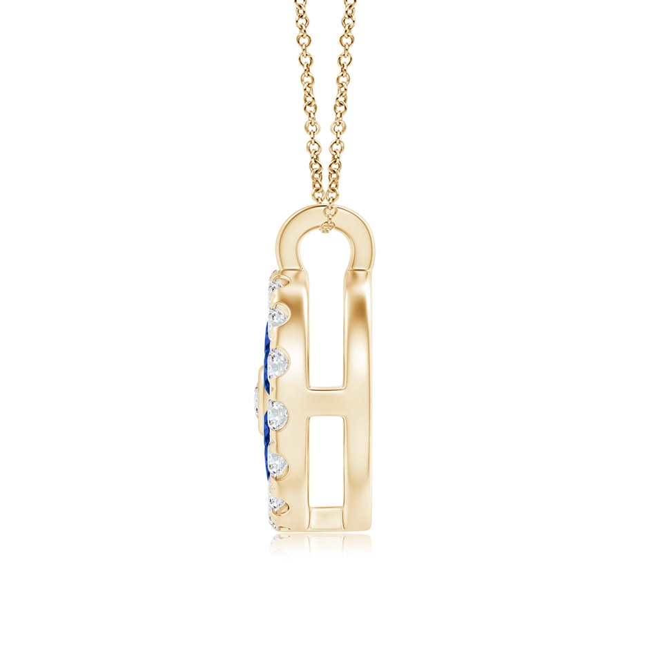 1.5mm AAAA Channel-Set Sapphire Flower Pendant with Diamond Halo in Yellow Gold side 199