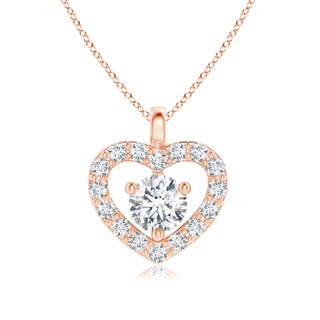 3mm GVS2 Solitaire Diamond Open Heart Pendant with Accents in Rose Gold