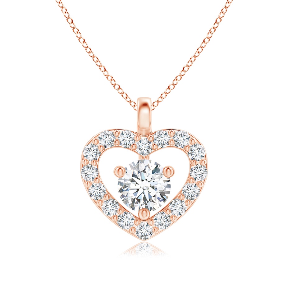 3mm GVS2 Solitaire Diamond Open Heart Pendant with Accents in Rose Gold 