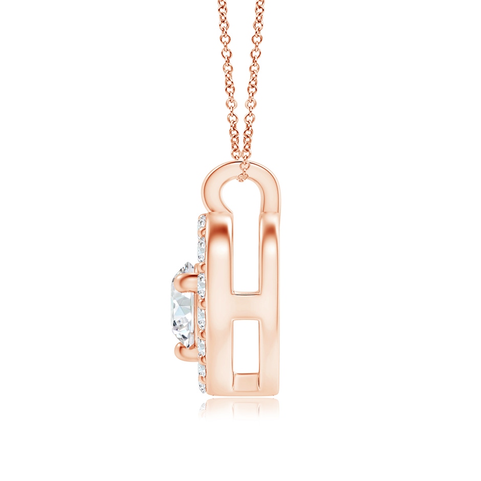 3mm GVS2 Solitaire Diamond Open Heart Pendant with Accents in Rose Gold side 199