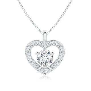 3mm GVS2 Solitaire Diamond Open Heart Pendant with Accents in White Gold