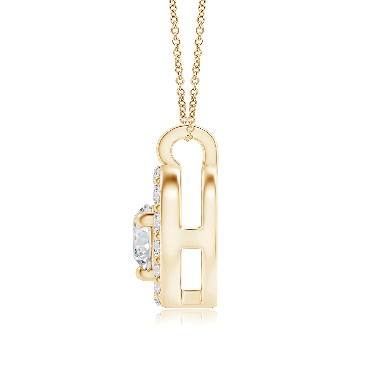 3mm HSI2 Solitaire Diamond Open Heart Pendant with Accents in 18K Yellow Gold