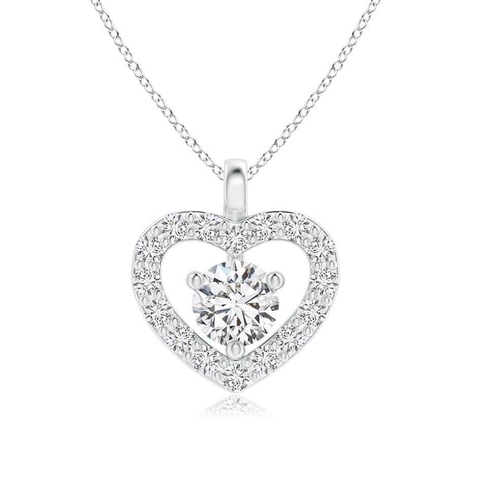3mm HSI2 Solitaire Diamond Open Heart Pendant with Accents in P950 Platinum 