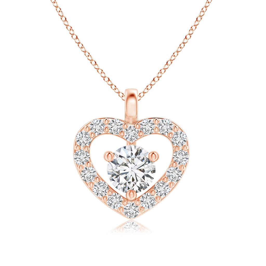 3mm HSI2 Solitaire Diamond Open Heart Pendant with Accents in Rose Gold 