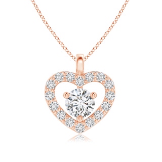 3mm HSI2 Solitaire Diamond Open Heart Pendant with Accents in Rose Gold