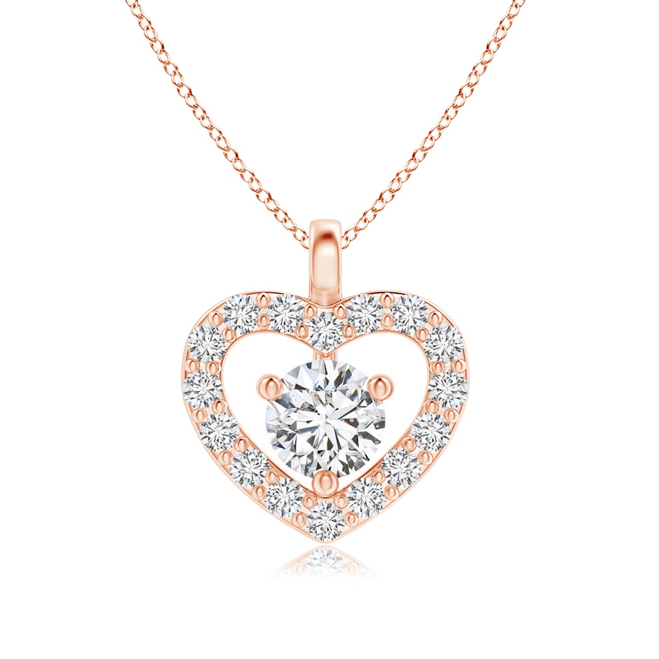 3mm HSI2 Solitaire Diamond Open Heart Pendant with Accents in Rose Gold 