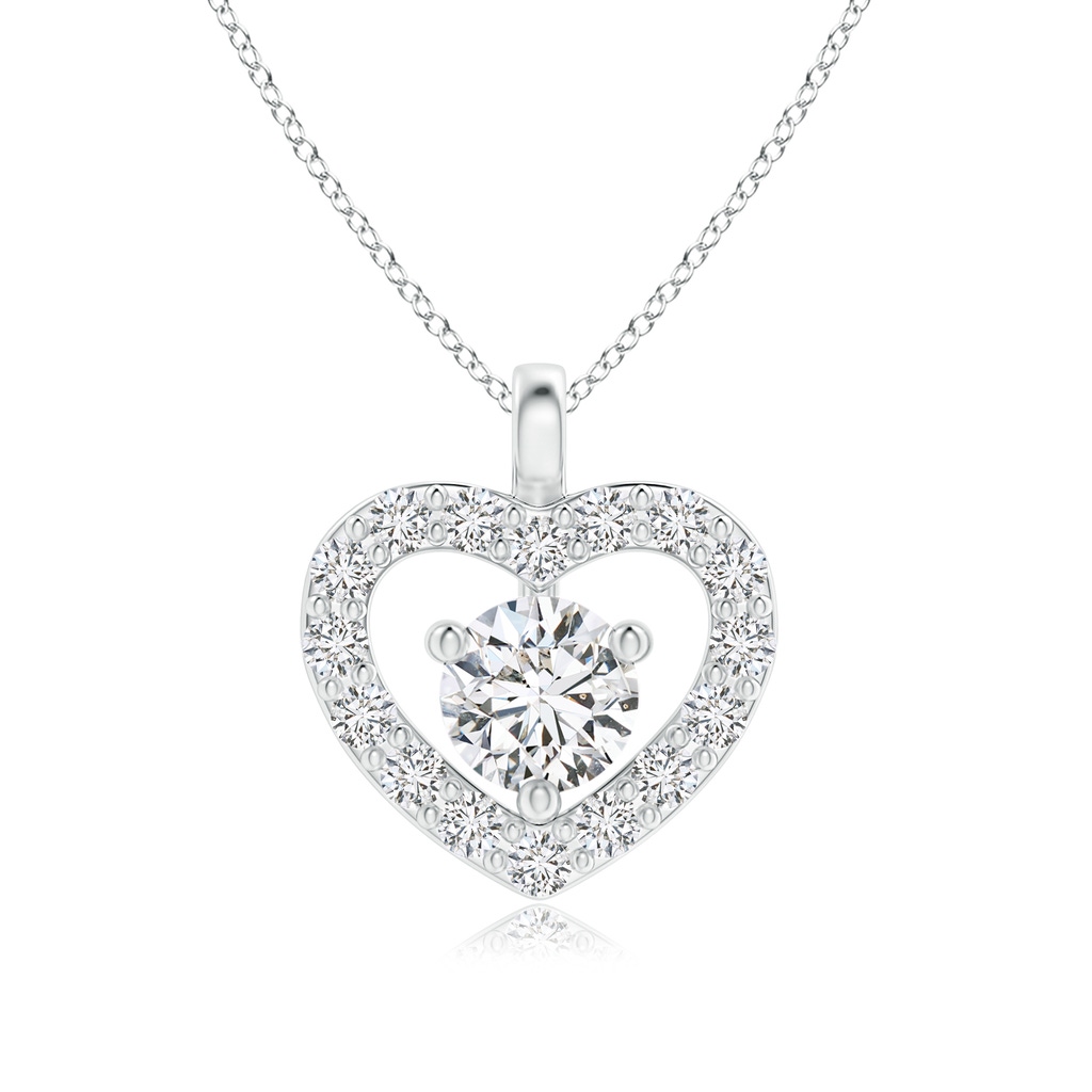3mm HSI2 Solitaire Diamond Open Heart Pendant with Accents in White Gold