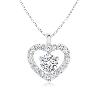 3mm HSI2 Solitaire Diamond Open Heart Pendant with Accents in White Gold
