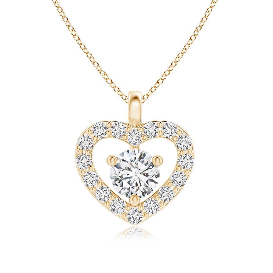 3mm HSI2 Solitaire Diamond Open Heart Pendant with Accents in Yellow Gold 
