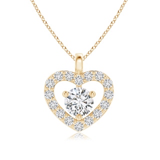 3mm HSI2 Solitaire Diamond Open Heart Pendant with Accents in Yellow Gold
