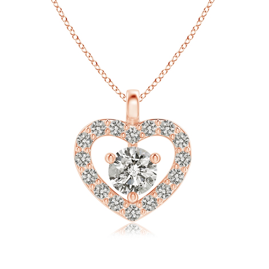 3mm KI3 Solitaire Diamond Open Heart Pendant with Accents in Rose Gold 
