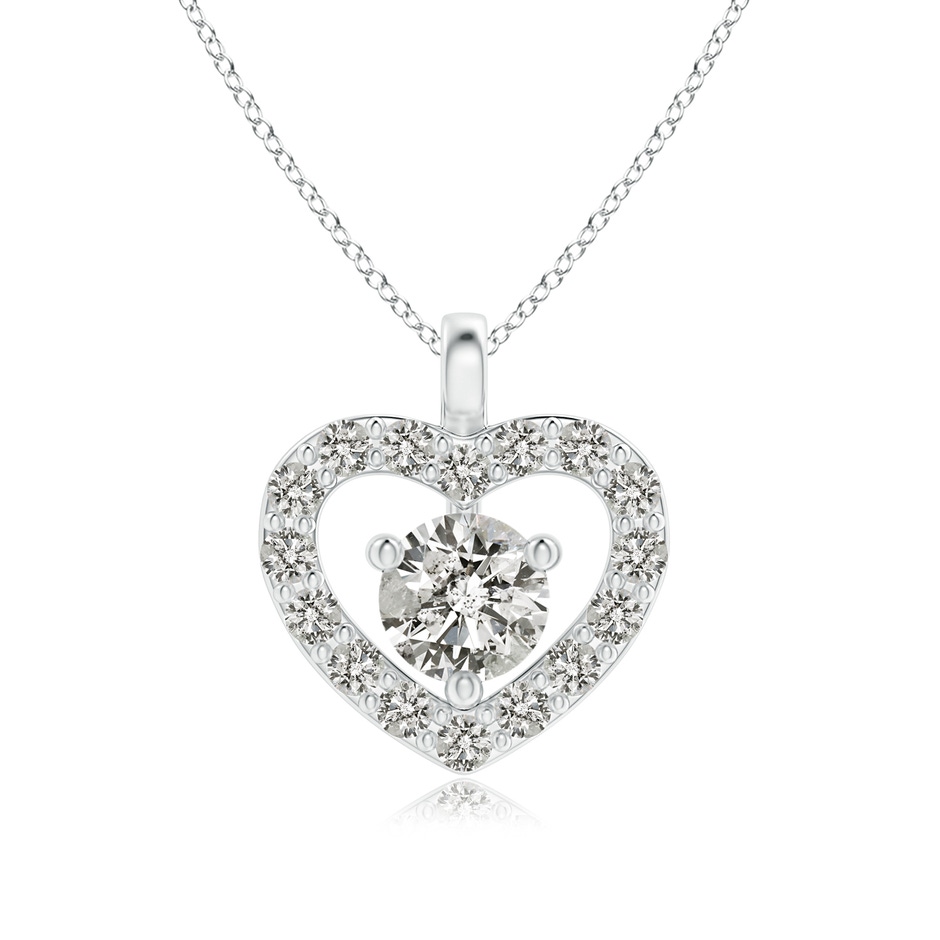 3mm KI3 Solitaire Diamond Open Heart Pendant with Accents in White Gold 