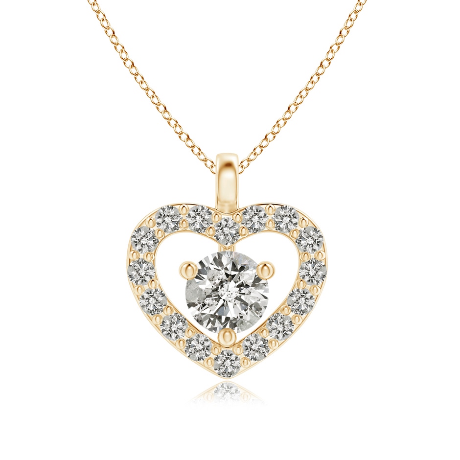 3mm KI3 Solitaire Diamond Open Heart Pendant with Accents in Yellow Gold 