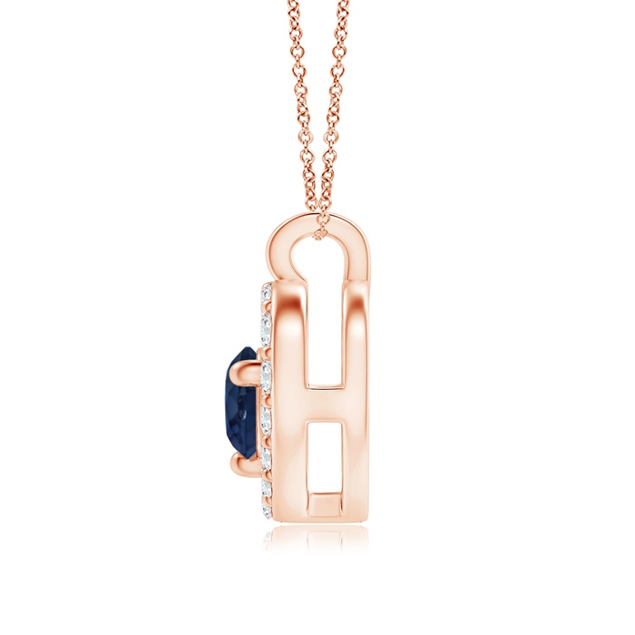 3mm AA Solitaire Sapphire Open Heart Pendant with Diamonds in Rose Gold product image