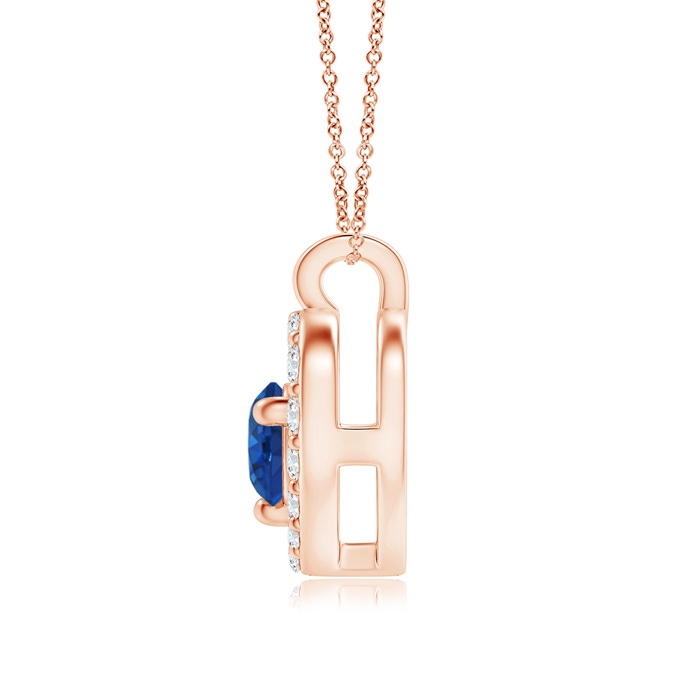 3mm AAA Solitaire Sapphire Open Heart Pendant with Diamonds in Rose Gold product image