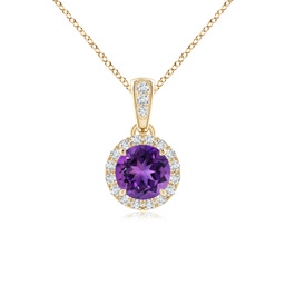 Halo Yellow Gold Amethyst Necklaces & Pendants