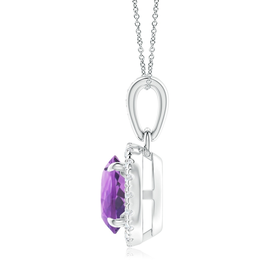 7mm A Claw-Set Round Amethyst Pendant with Diamond Halo in White Gold side 199