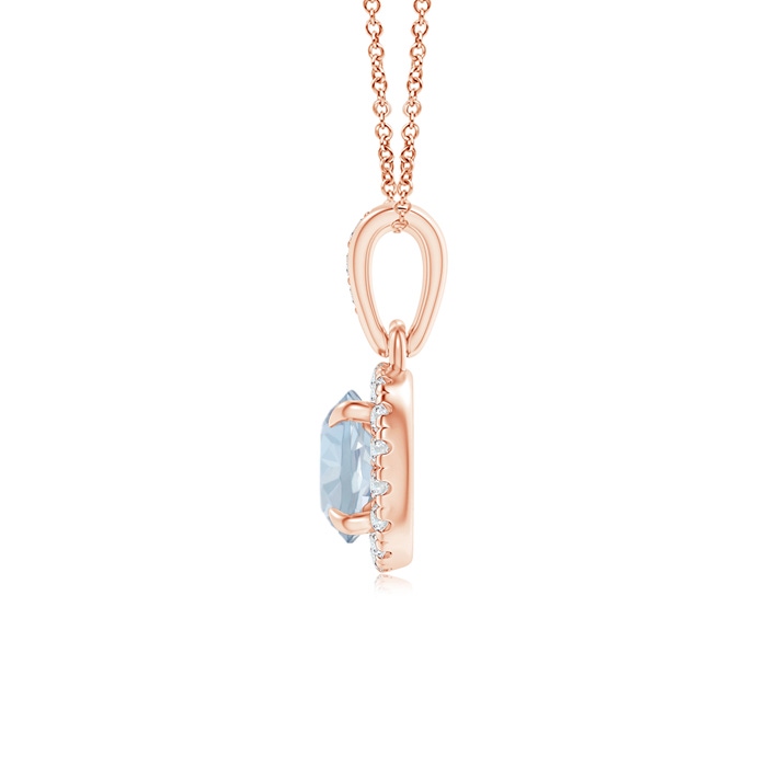 5mm A Claw-Set Round Aquamarine Pendant with Diamond Halo in Rose Gold product image