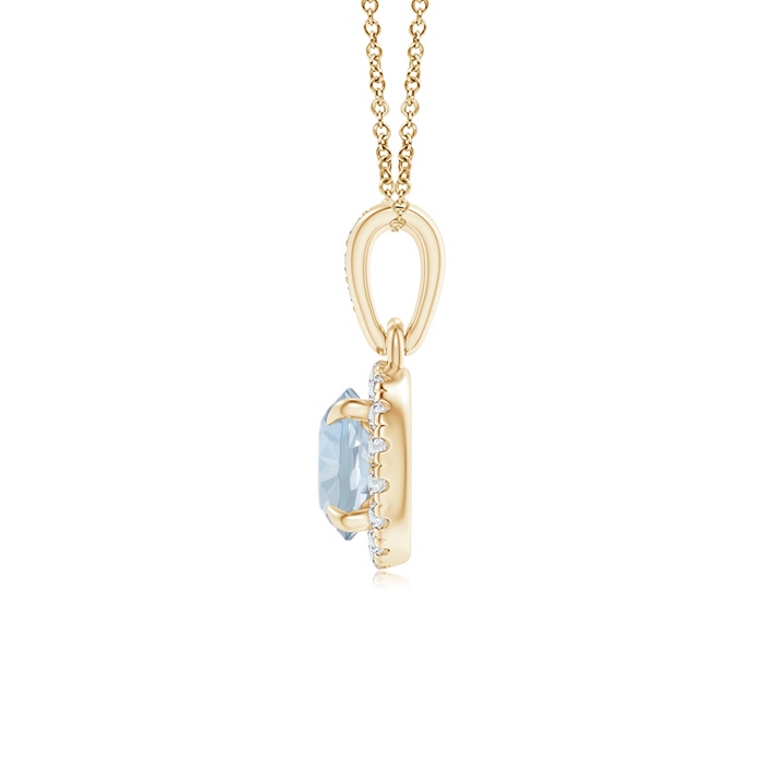 5mm A Claw-Set Round Aquamarine Pendant with Diamond Halo in Yellow Gold product image