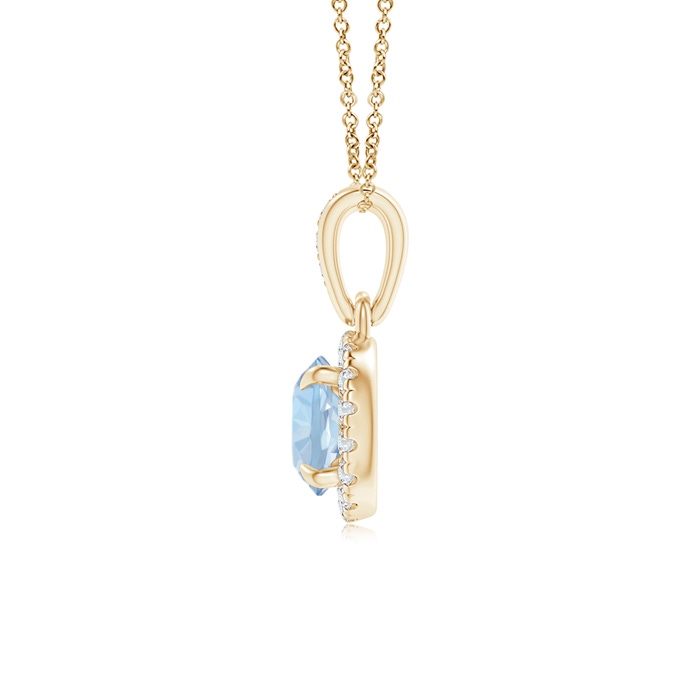 5mm AA Claw-Set Round Aquamarine Pendant with Diamond Halo in Yellow Gold product image