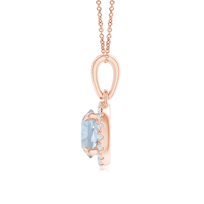 6mm A Claw-Set Round Aquamarine Pendant with Diamond Halo in Rose Gold product image