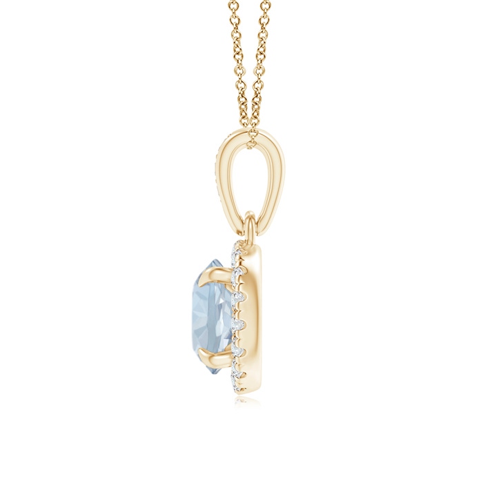6mm A Claw-Set Round Aquamarine Pendant with Diamond Halo in Yellow Gold product image