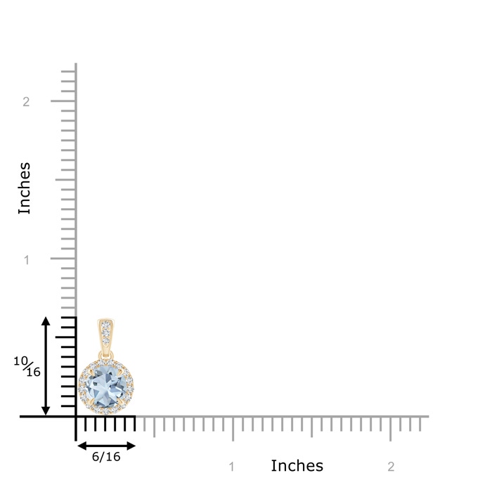6mm A Claw-Set Round Aquamarine Pendant with Diamond Halo in Yellow Gold product image