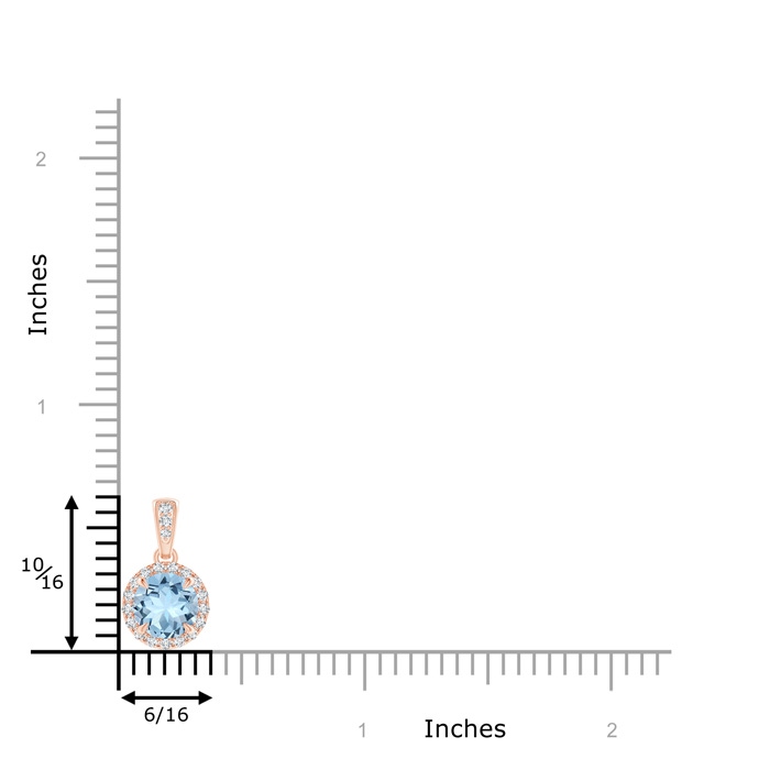 6mm AAA Claw-Set Round Aquamarine Pendant with Diamond Halo in Rose Gold product image