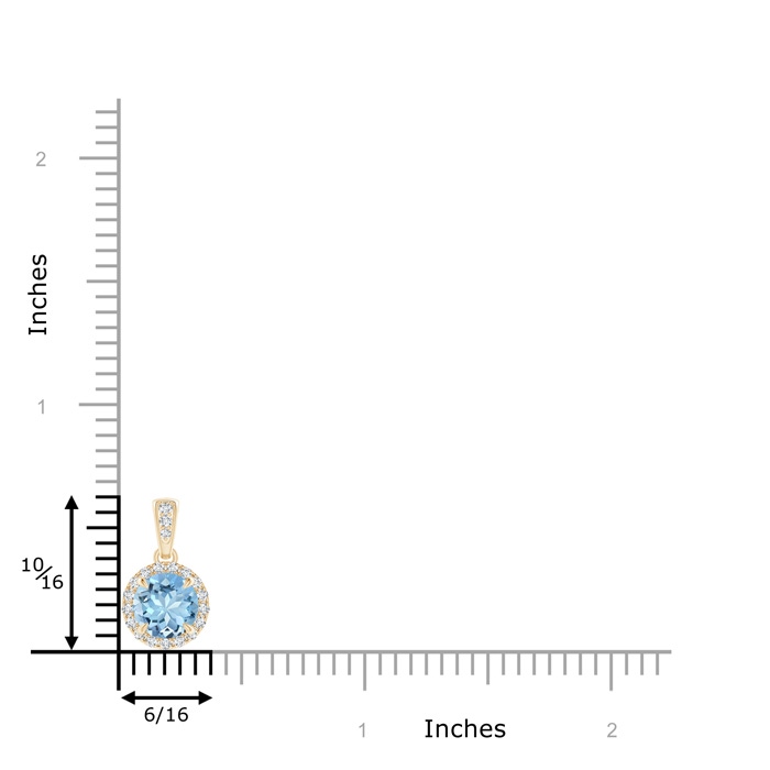 6mm AAAA Claw-Set Round Aquamarine Pendant with Diamond Halo in Yellow Gold product image