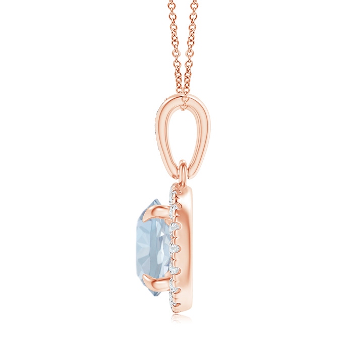 7mm A Claw-Set Round Aquamarine Pendant with Diamond Halo in Rose Gold product image