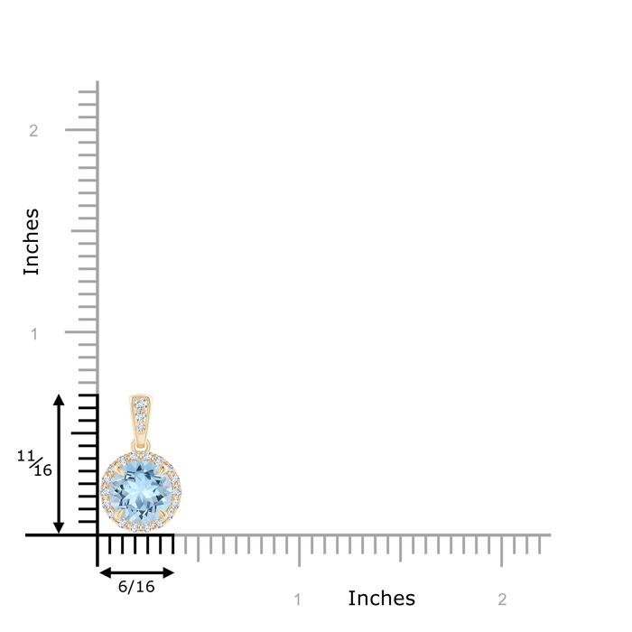 7mm AAA Claw-Set Round Aquamarine Pendant with Diamond Halo in Yellow Gold product image