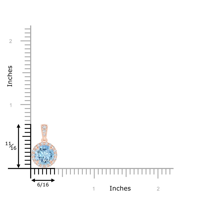 7mm AAAA Claw-Set Round Aquamarine Pendant with Diamond Halo in Rose Gold product image