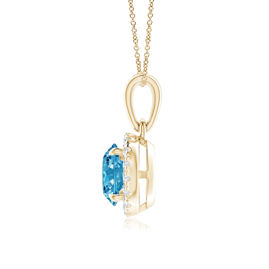 5.9mm AAAA Claw-Set Round Fancy Intense Blue Diamond Pendant with Halo in Yellow Gold side 199