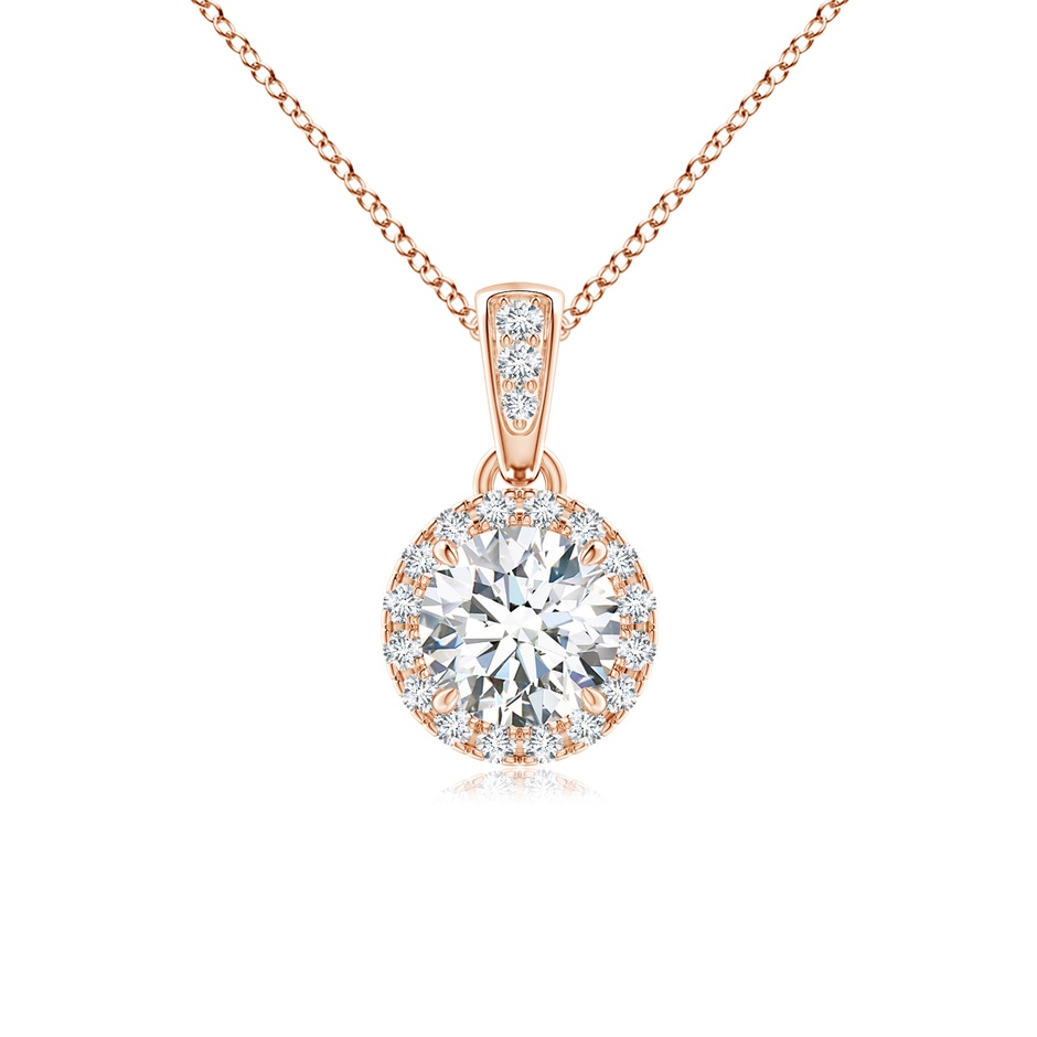 4.9mm GVS2 Claw-Set Round Diamond Halo Pendant in Rose Gold 