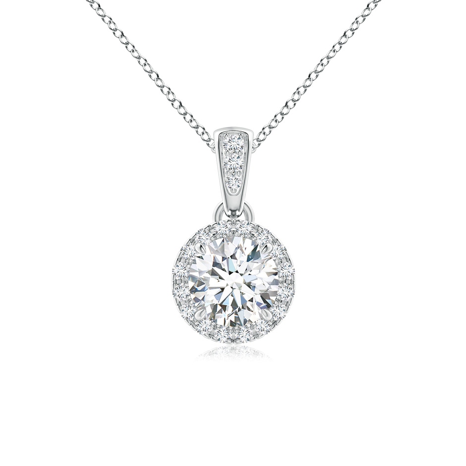 4.9mm GVS2 Claw-Set Round Diamond Halo Pendant in White Gold 