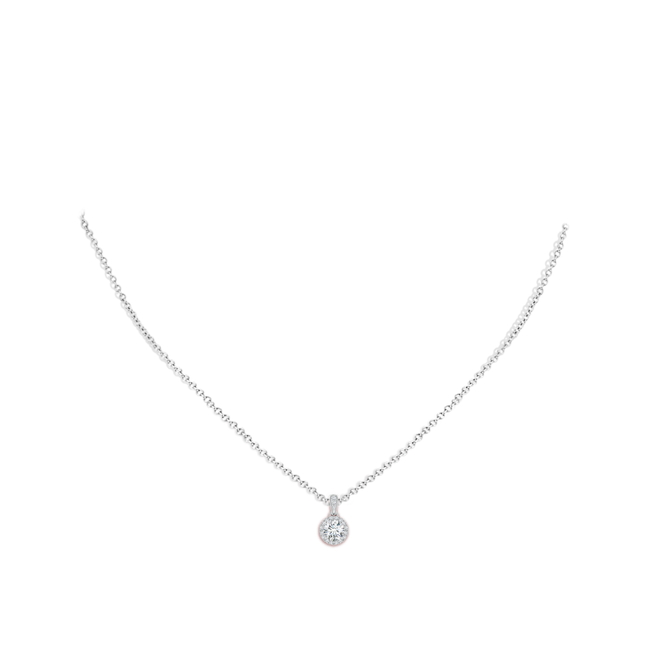 4.9mm GVS2 Claw-Set Round Diamond Halo Pendant in White Gold body-neck